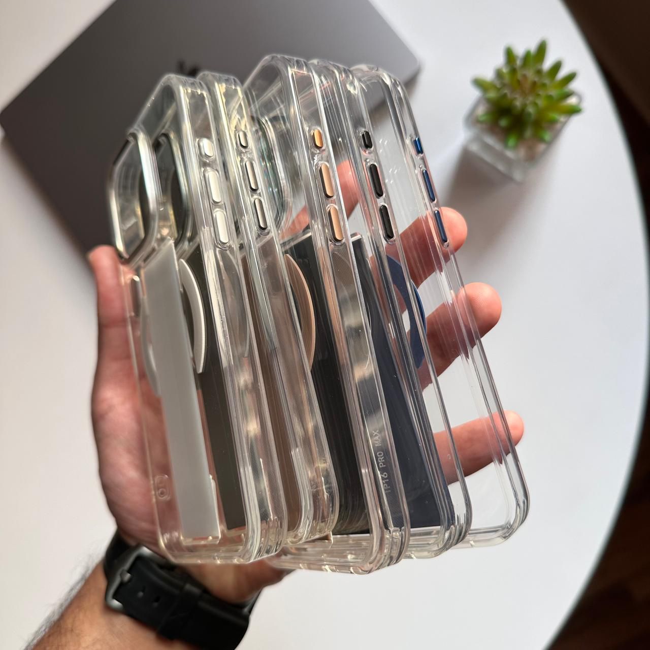 Transparent Half MagSafe Holder with Metal Camera Case(Code HLH65)