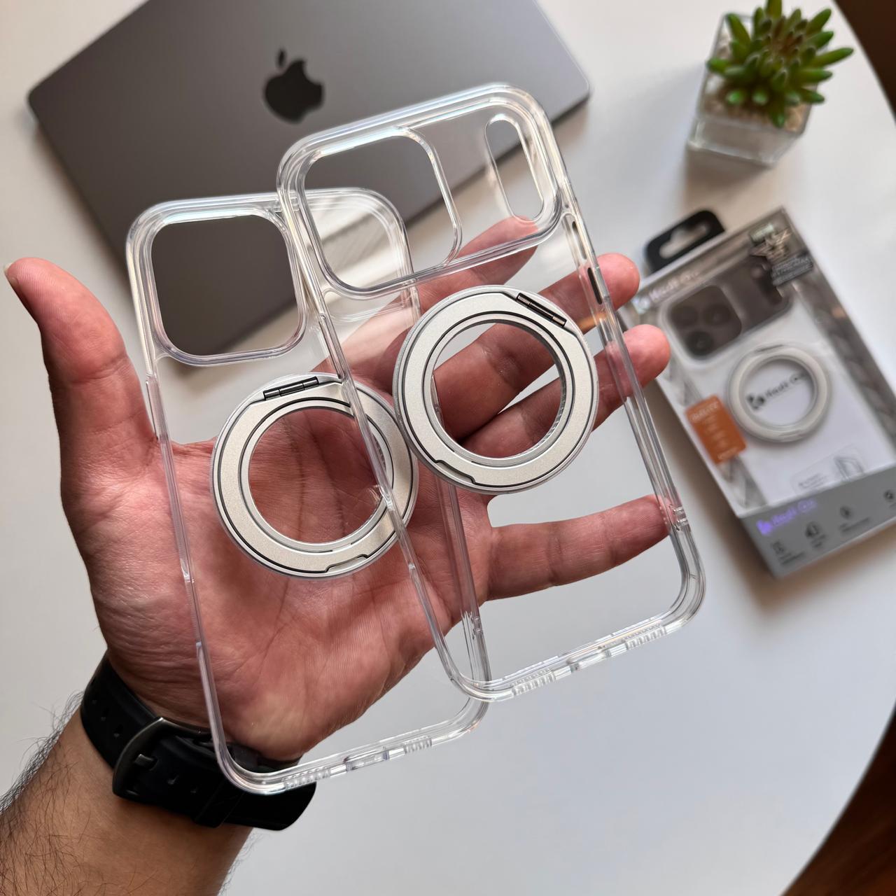 Kedi-OU Transparent 360 ْ  Metal MagSafe Stand Case(Code KDO32)