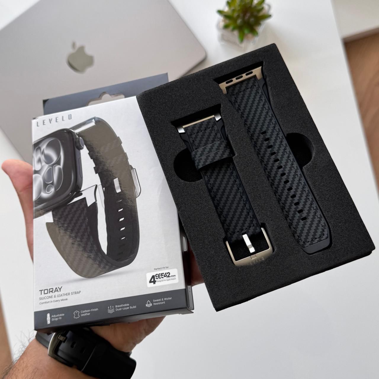 LEVELO TORAY Silicone & Leather Strap(Code LVS93)