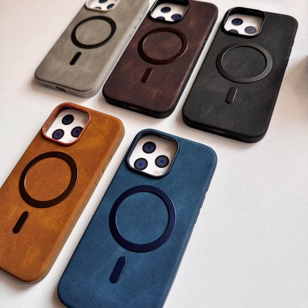 Leather Metal MagSafe Case(Code PLR55)
