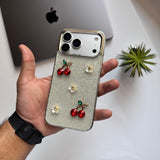 Trendy Cherry & Flowers Glitter Case(Code CFG63)